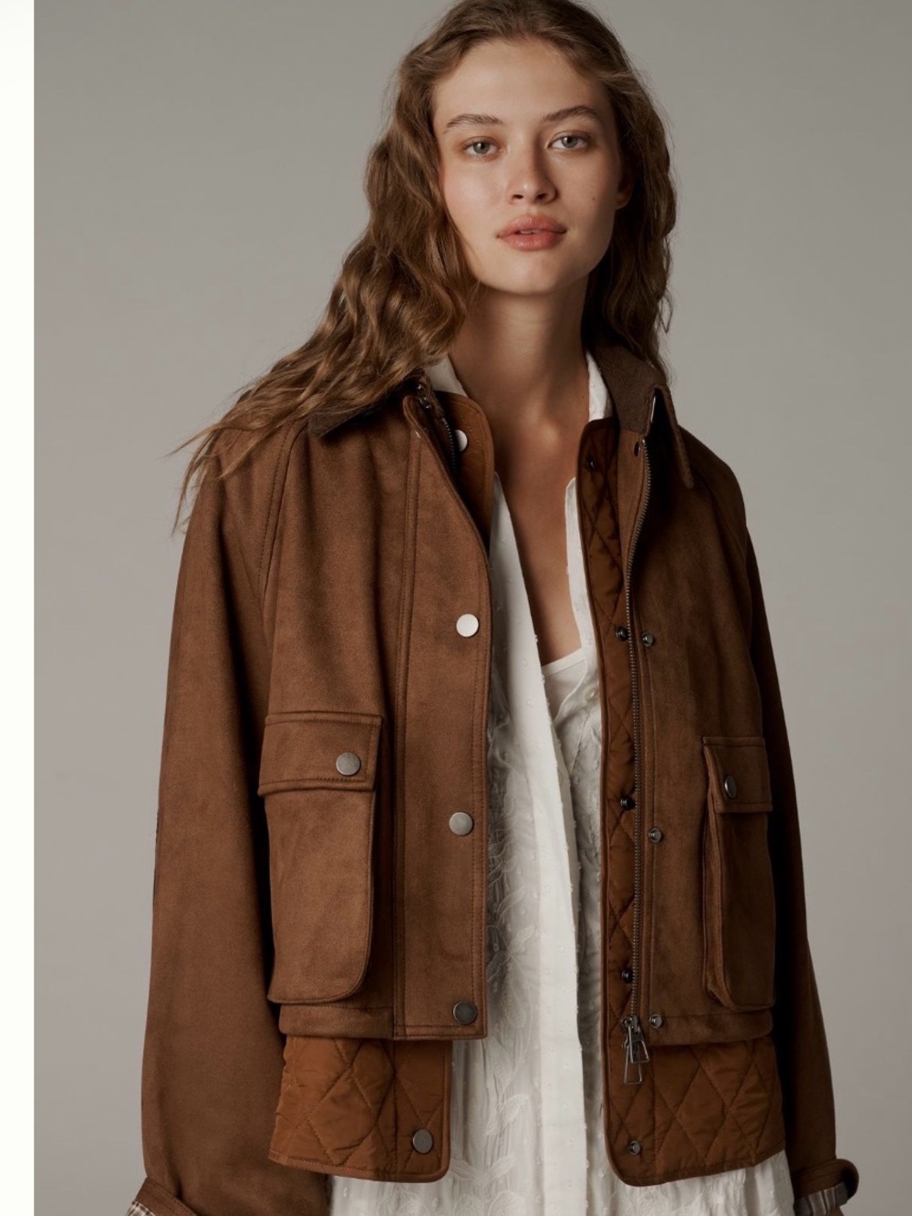 NWT Anthropologie Faux Suede Two-fer Jacket with Quilted Lining - Picture 1 of 6